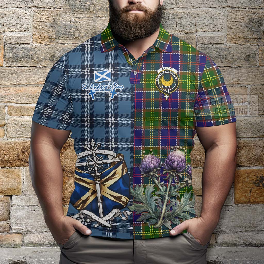 Arnott Tartan Polo Shirt Happy St. Andrew's Day Half Tartan Style - Tartan Vibes Clothing