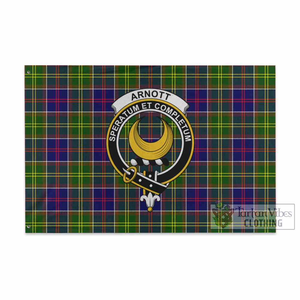 Tartan Vibes Clothing Arnott Tartan House Flag with Family Crest