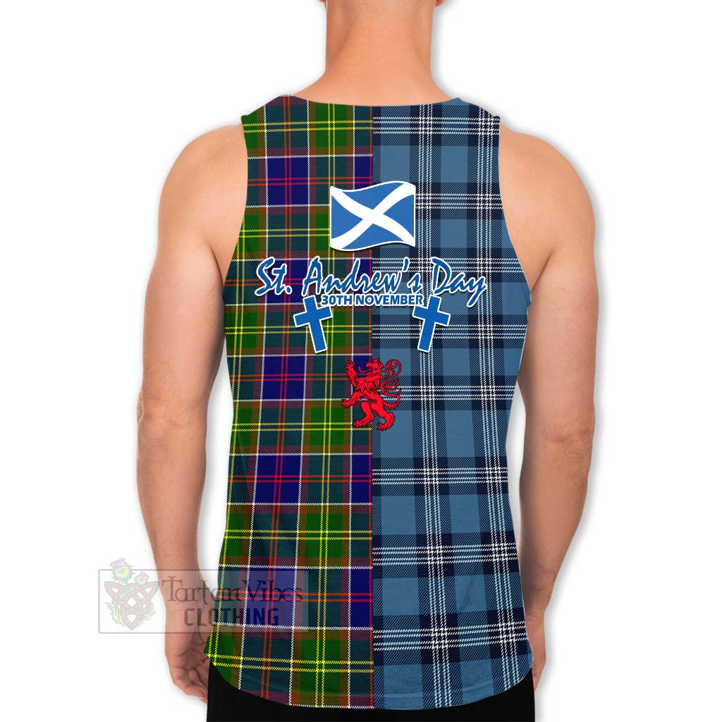 Arnott Tartan Men's Tank Top Happy St. Andrew's Day Half Tartan Style - Tartan Vibes Clothing