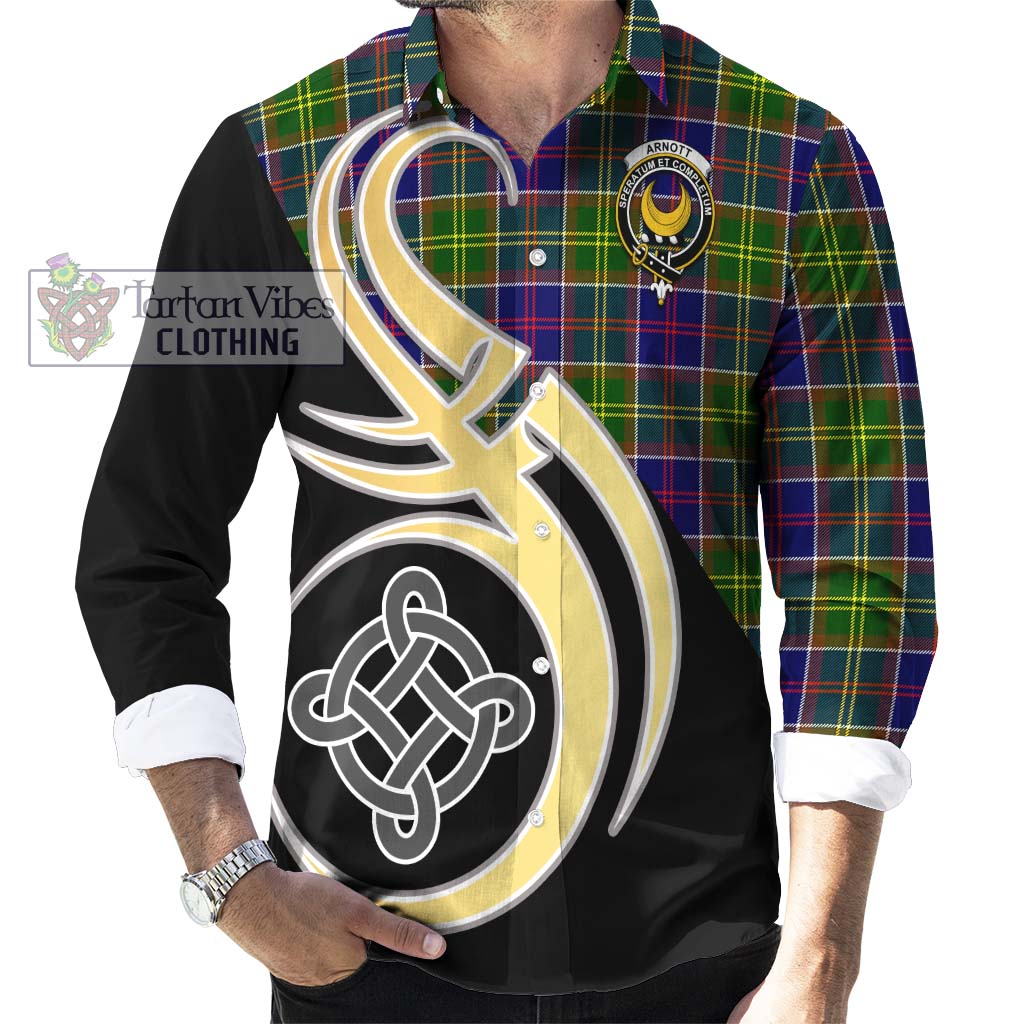 Arnott Tartan Long Sleeve Button Shirt with Family Crest and Celtic Symbol Style - Tartan Vibes Clothing