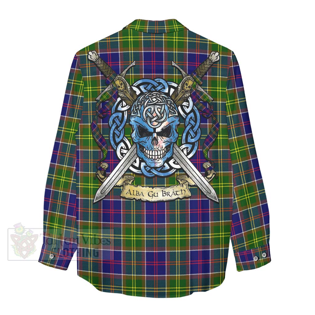 Arnott Tartan Women's Casual Shirt with Family Crest Celtic Skull Style - Tartan Vibes Clothing
