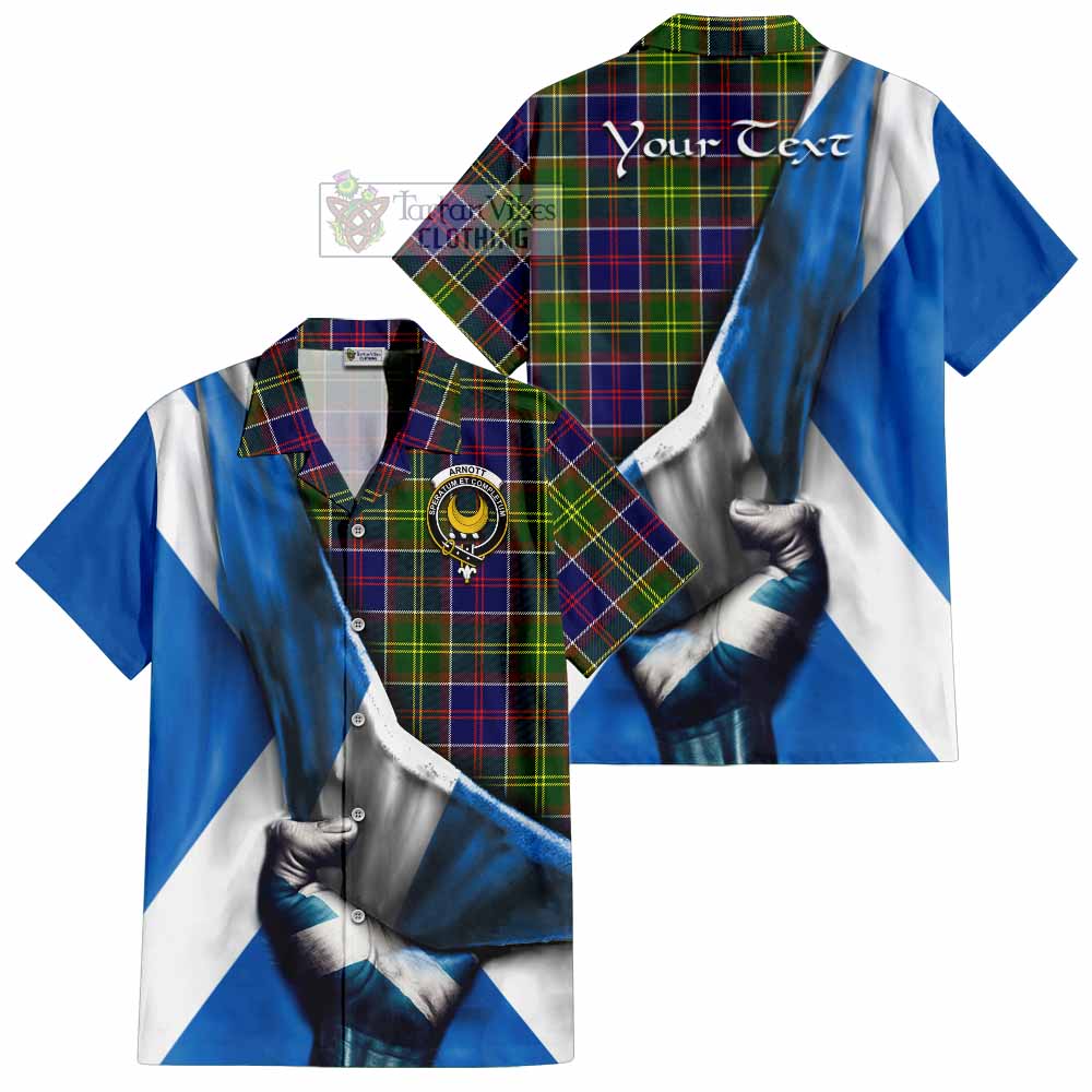 Arnott Tartan Hawaiian Shirt with Family Crest Scotland Patriotic Style - Tartan Vibes Clothing