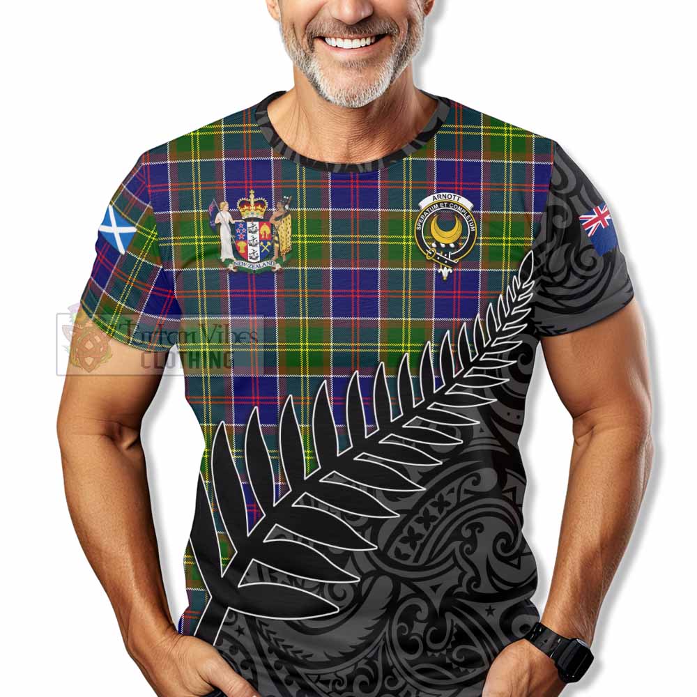 Tartan Vibes Clothing Arnott Crest Tartan T-Shirt with New Zealand Silver Fern Half Style