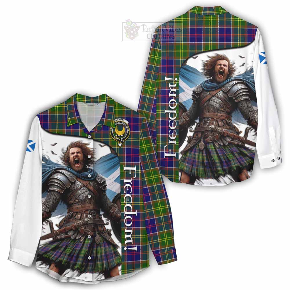 Tartan Vibes Clothing Arnott Crest Tartan Women's Casual Shirt Inspired by the Freedom of Scottish Warrior