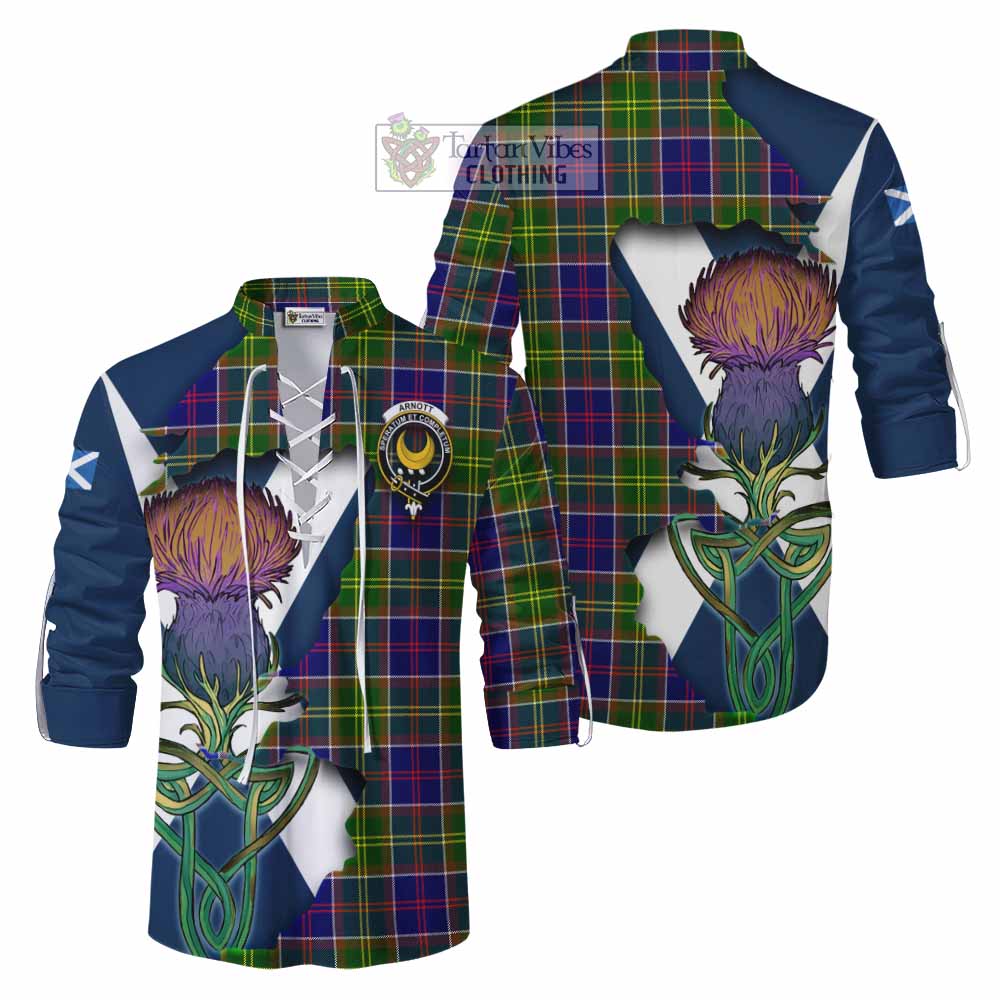 Tartan Vibes Clothing Arnott Tartan Family Crest Ghillie Kilt Shirt Scottish Thistle Celtic Inspired