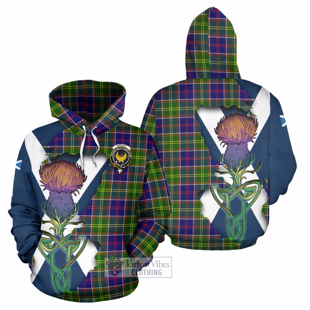 Tartan Vibes Clothing Arnott Tartan Family Crest Hoodie Scottish Thistle Celtic Inspired
