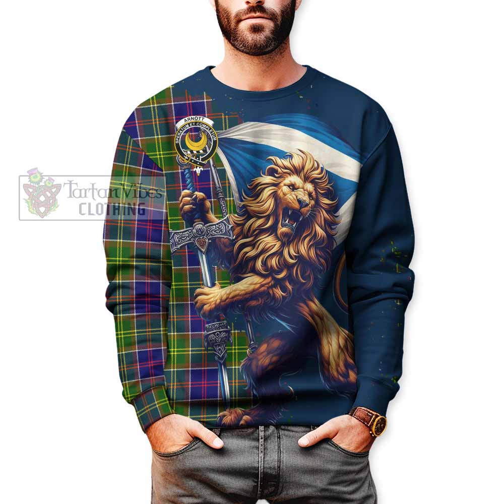 Arnott Tartan Family Crest Sweatshirt with Scottish Majestic Lion - Tartan Vibes Clothing