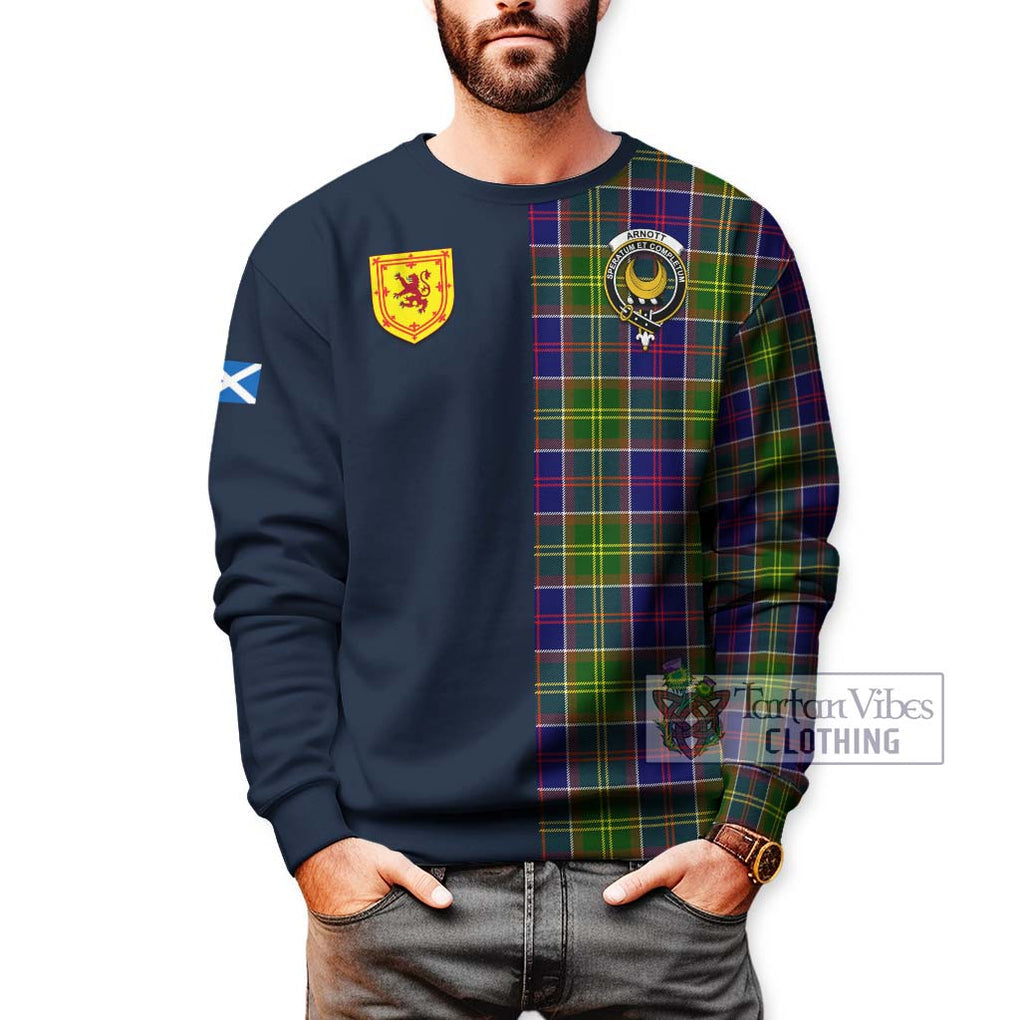 Arnott Tartan Sweatshirt Alba with Scottish Lion Royal Arm Half Style - Tartan Vibes Clothing