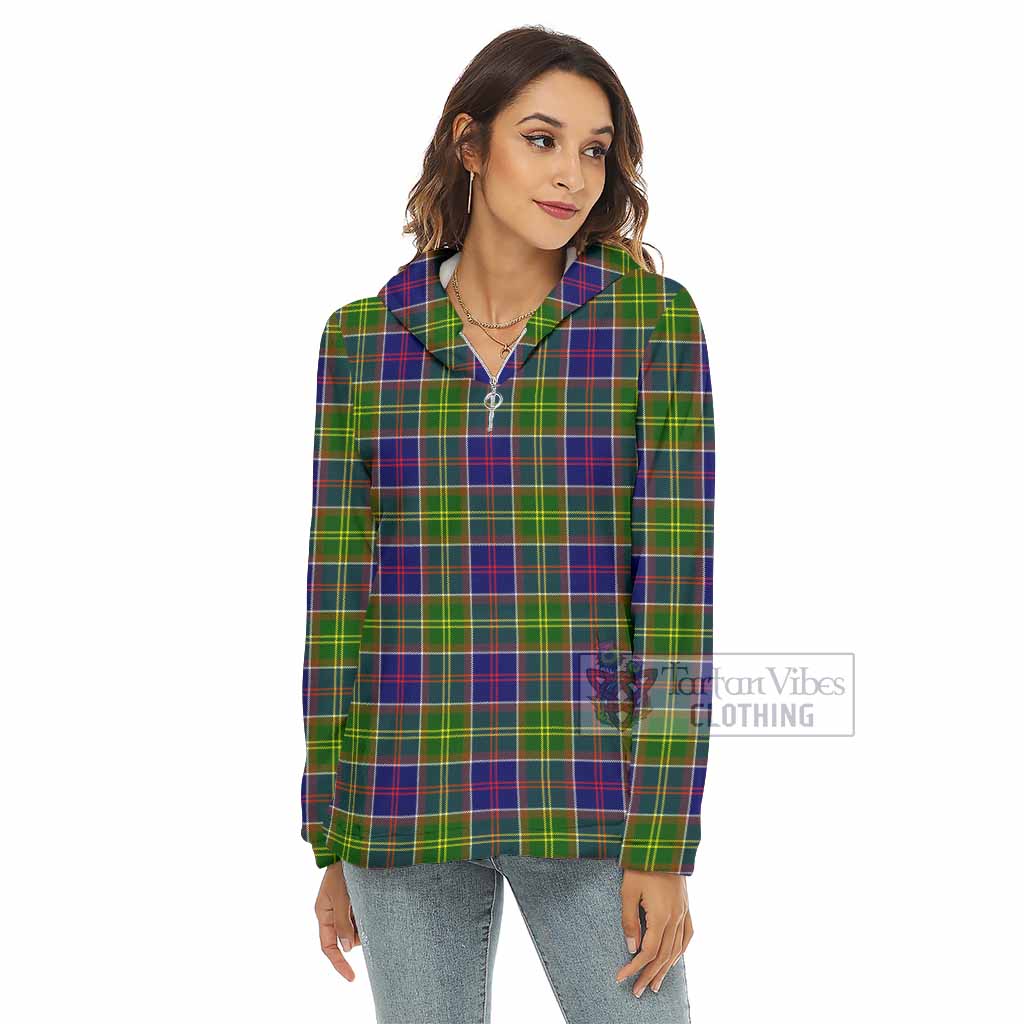 Arnott Tartan Women's Borg Fleece Hoodie with Half Zip - Tartan Vibes Clothing