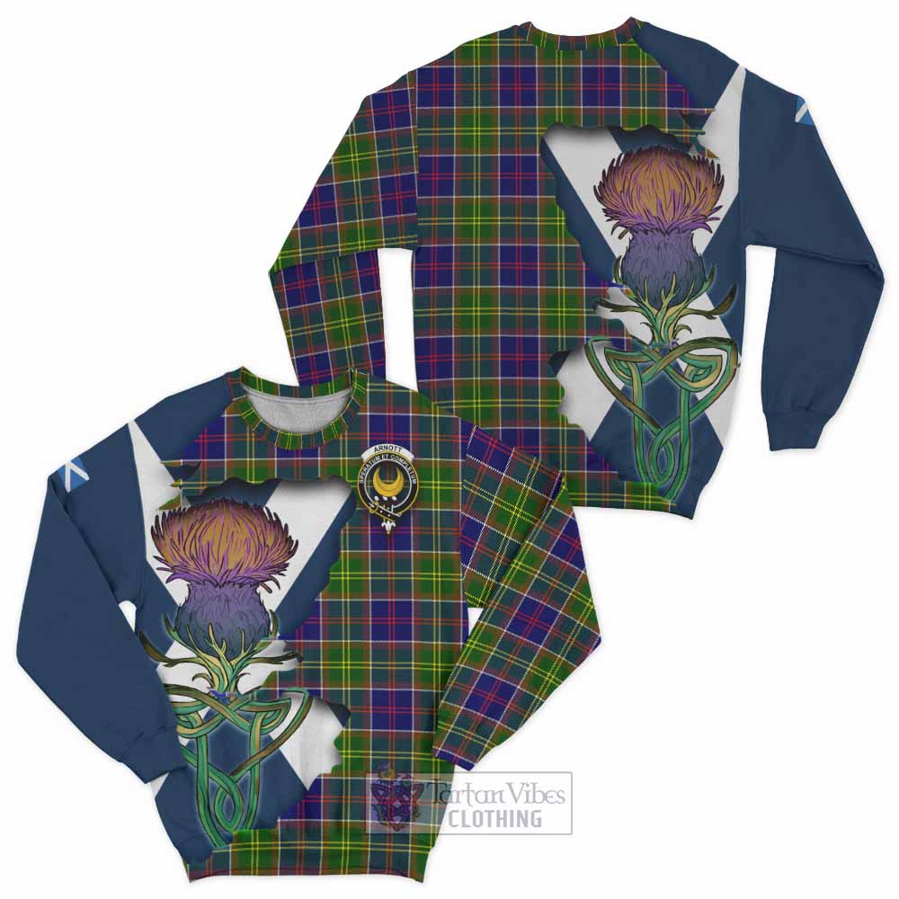 Tartan Vibes Clothing Arnott Tartan Family Crest Sweatshirt Scottish Thistle Celtic Inspired