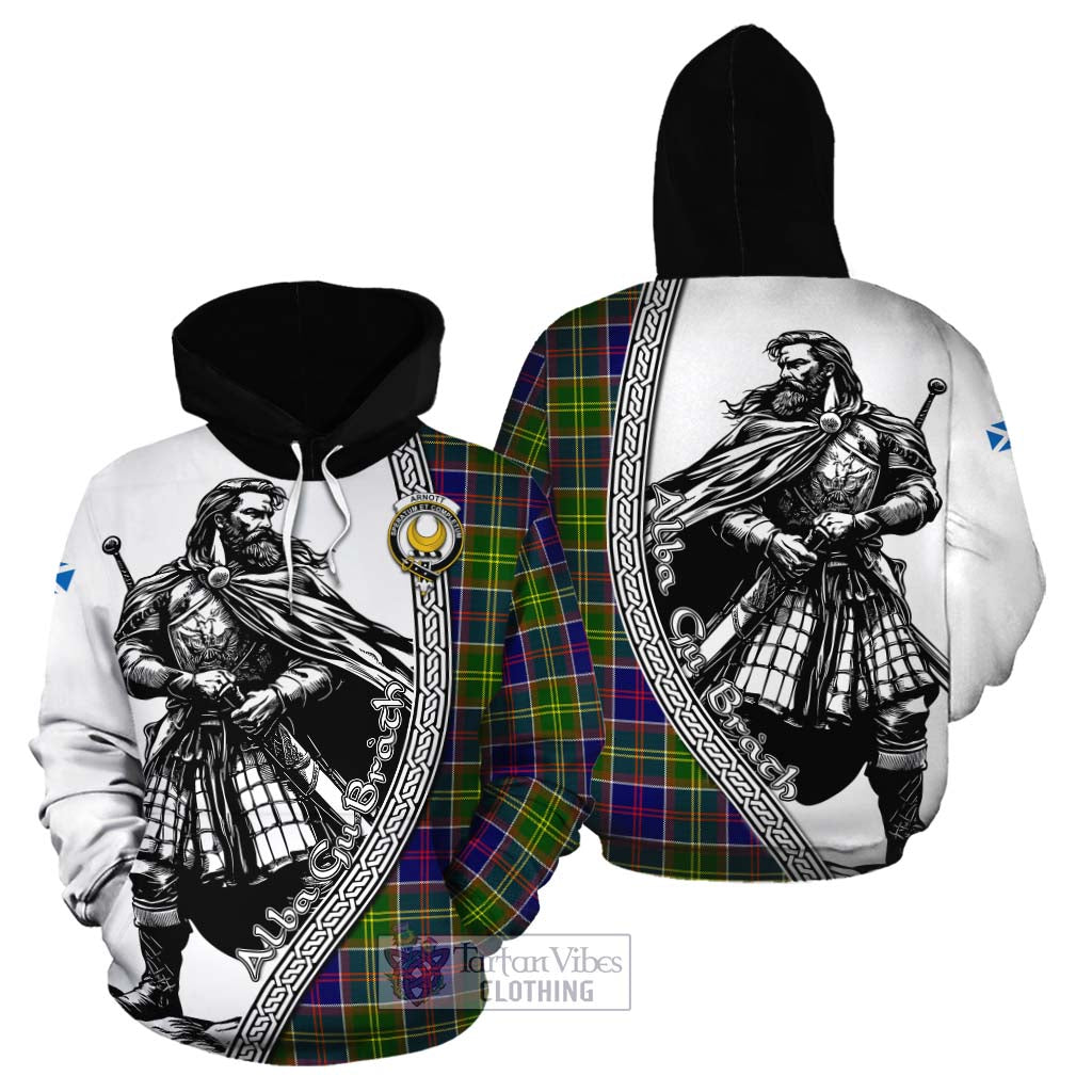 Arnott Tartan Clan Crest Cotton Hoodie with Highlander Warrior Celtic Style Zip Hoodie - Tartan Vibes Clothing