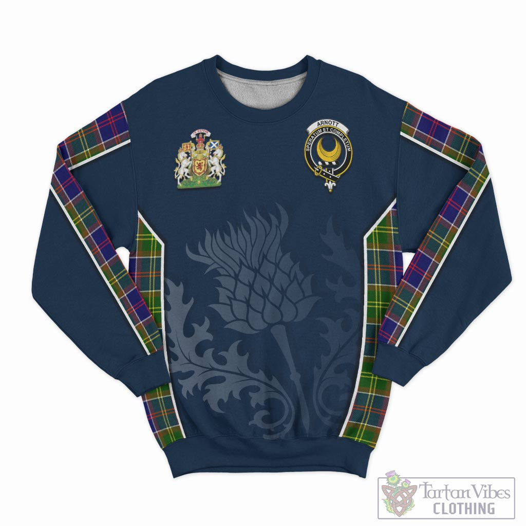 Arnott Tartan Sweatshirt with Family Crest and Scottish Thistle Vibes Sport Style - Tartan Vibes Clothing