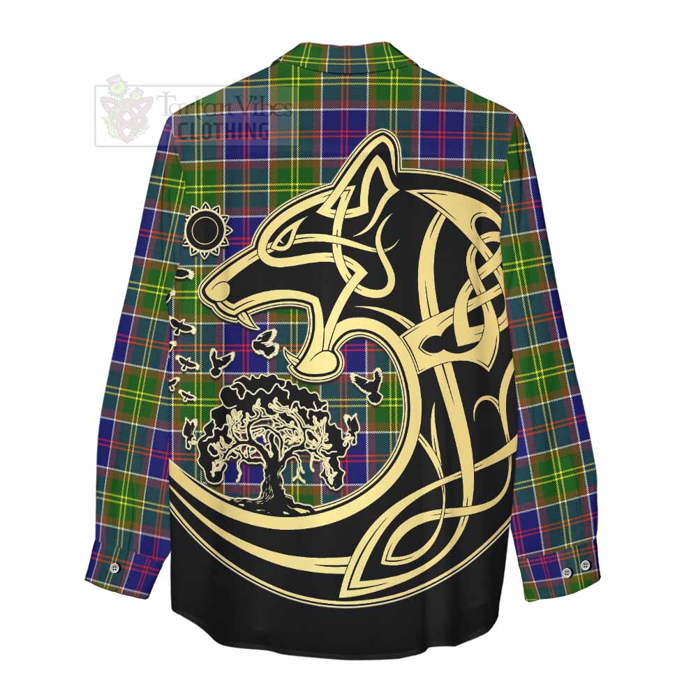 Arnott Tartan Women's Casual Shirt with Family Crest Celtic Wolf Style - Tartan Vibes Clothing