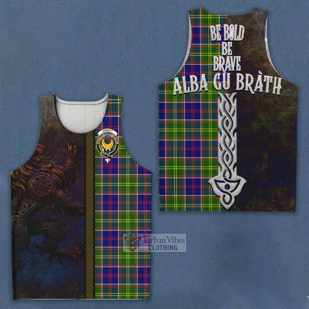 Arnott Tartan Family Crest Men's Tank Top Alba Gu Brath Be Brave Lion Ancient Style - Tartan Vibes Clothing