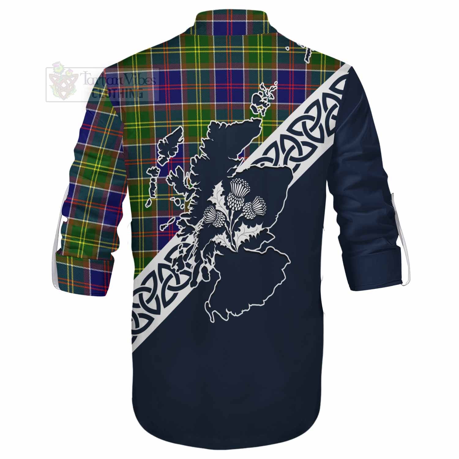 Arnott Tartan Ghillie Kilt Shirt Featuring Thistle and Scotland Map - Tartan Vibes Clothing