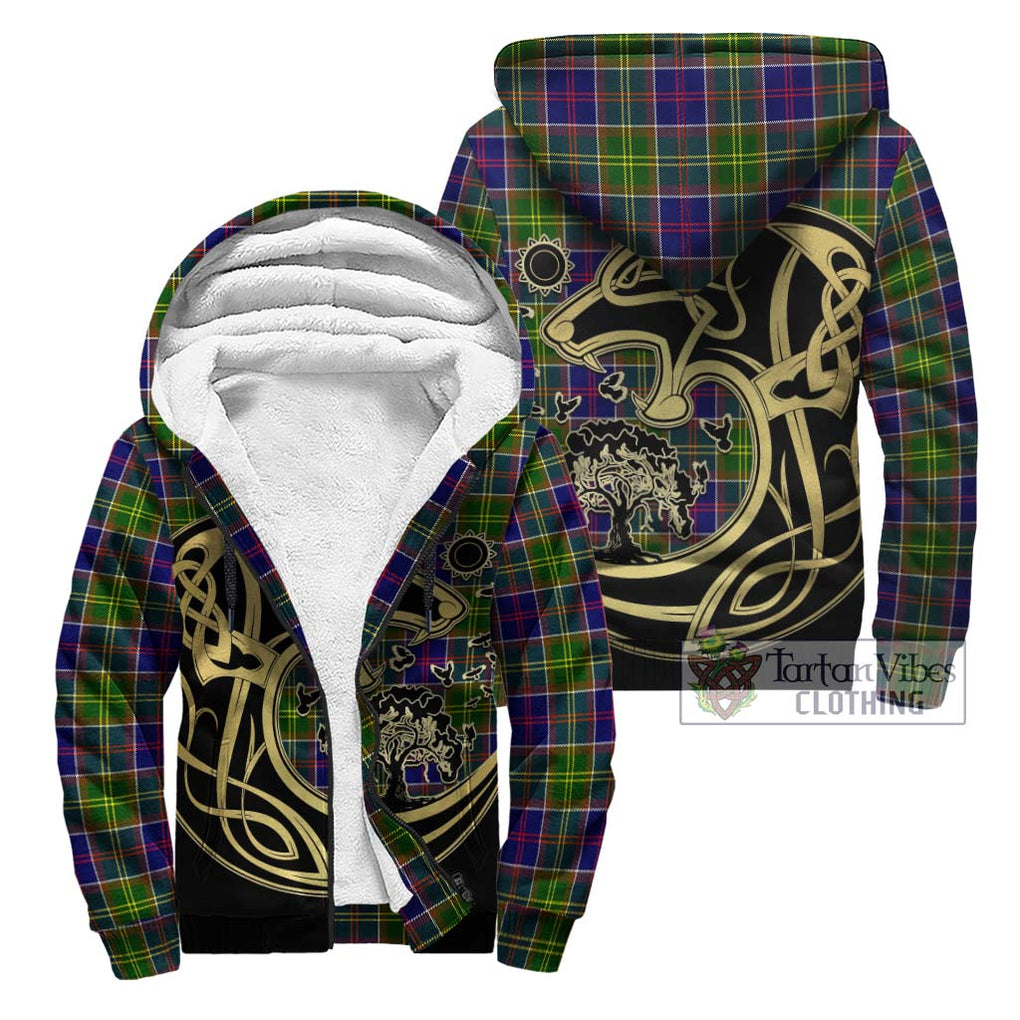 Arnott Tartan Sherpa Hoodie with Family Crest Celtic Wolf Style Unisex - Tartan Vibes Clothing