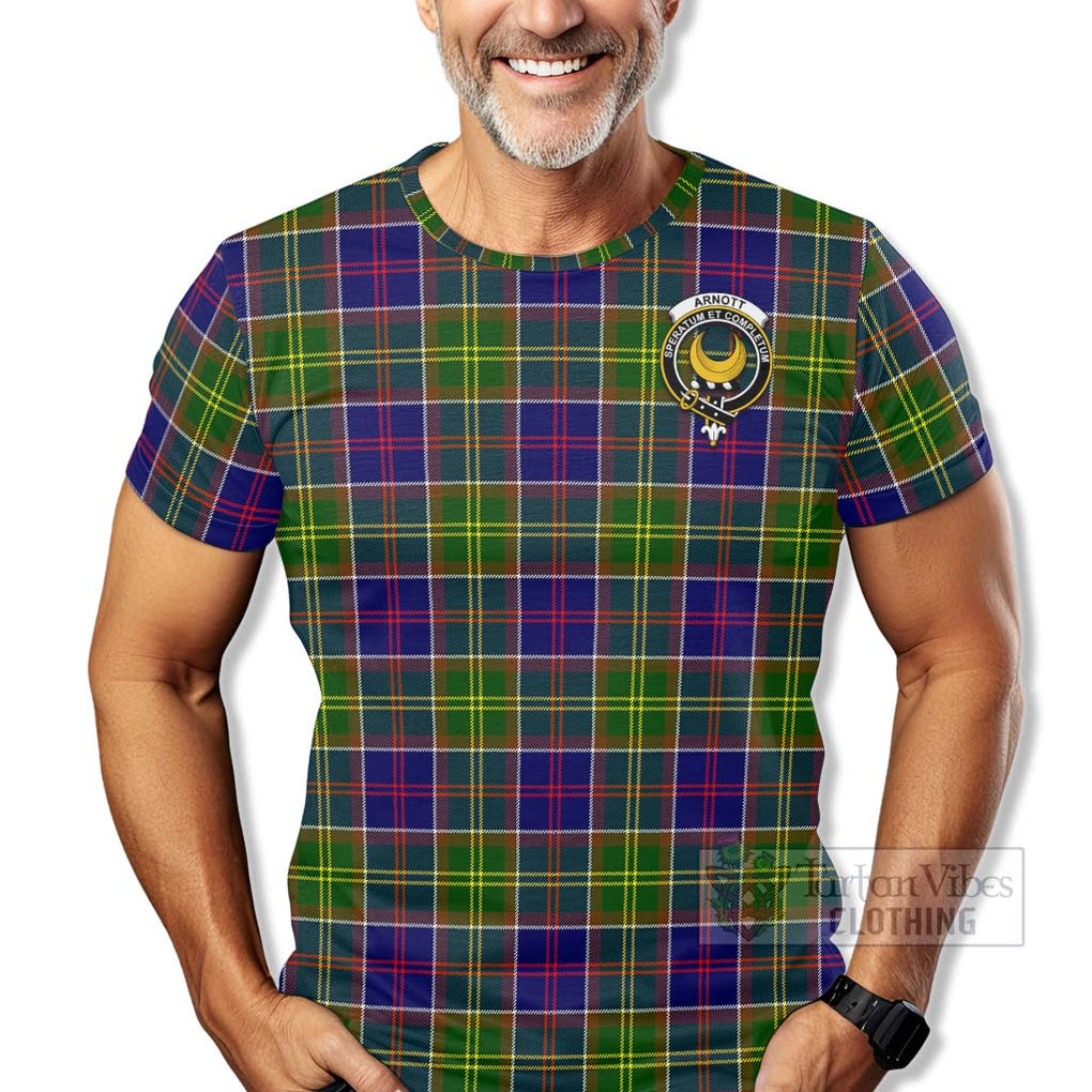 Tartan Vibes Clothing Arnott Tartan T-Shirt with Family Crest Celtic Skull Style