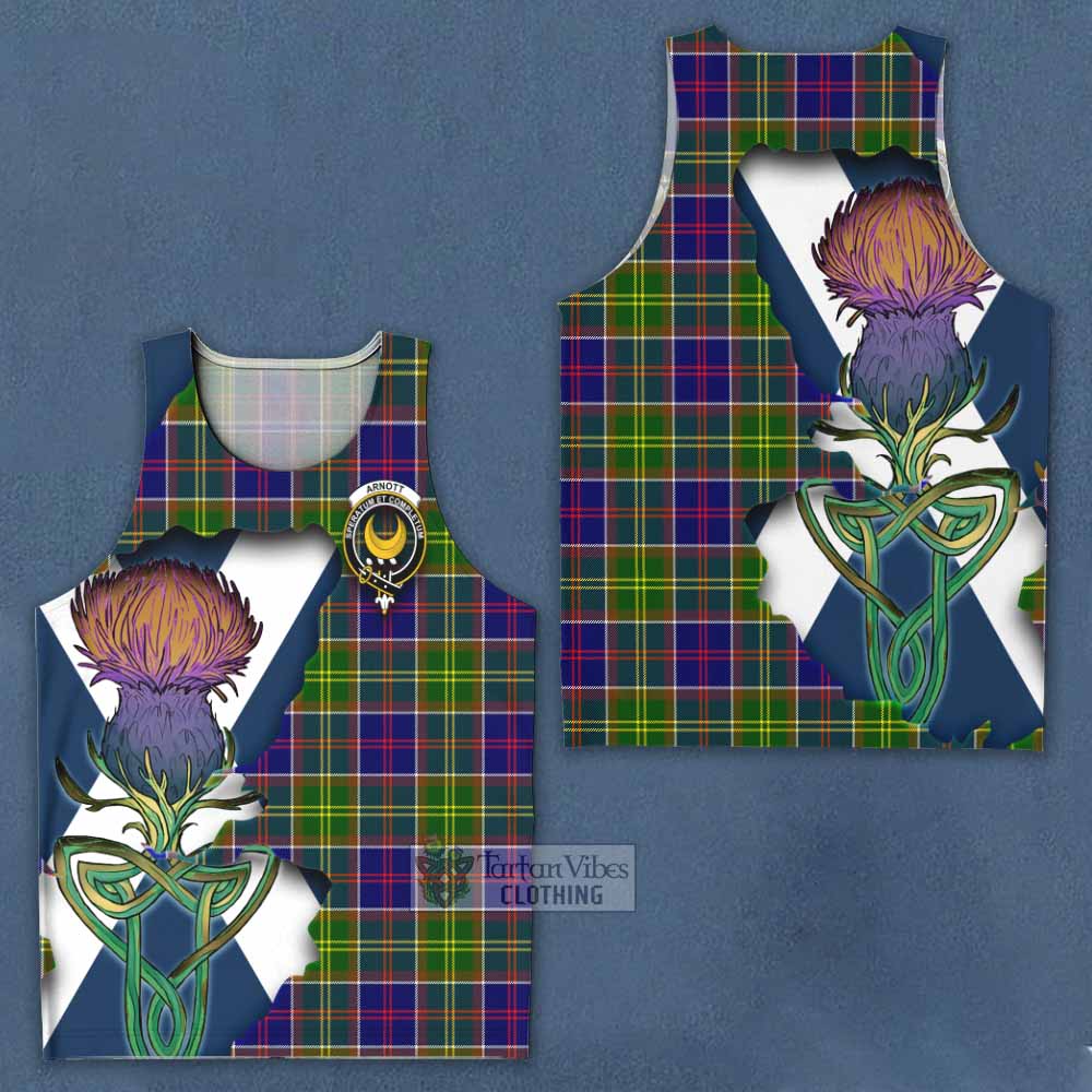 Tartan Vibes Clothing Arnott Tartan Family Crest Men's Tank Top Scottish Thistle Celtic Inspired