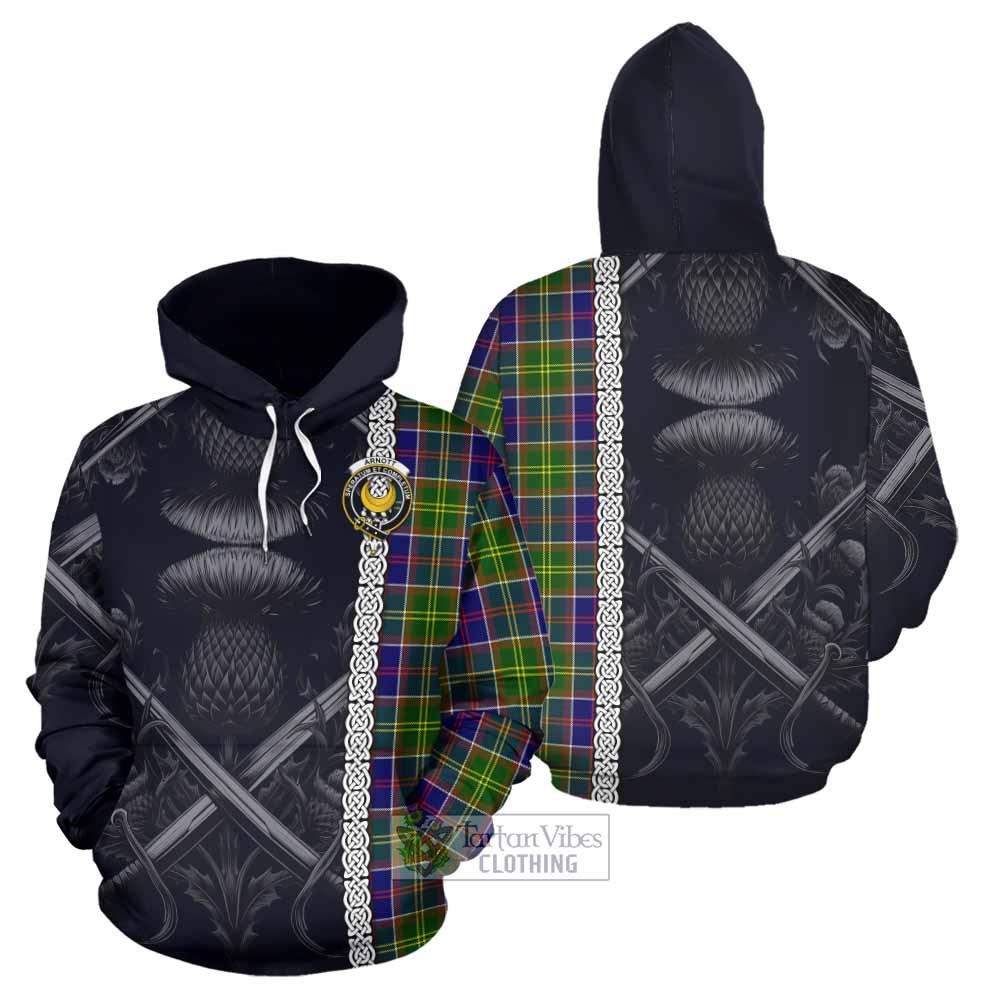 Arnott Tartan Hoodie with Family Crest Cross Sword Thistle Celtic Vibes - Tartan Vibes Clothing