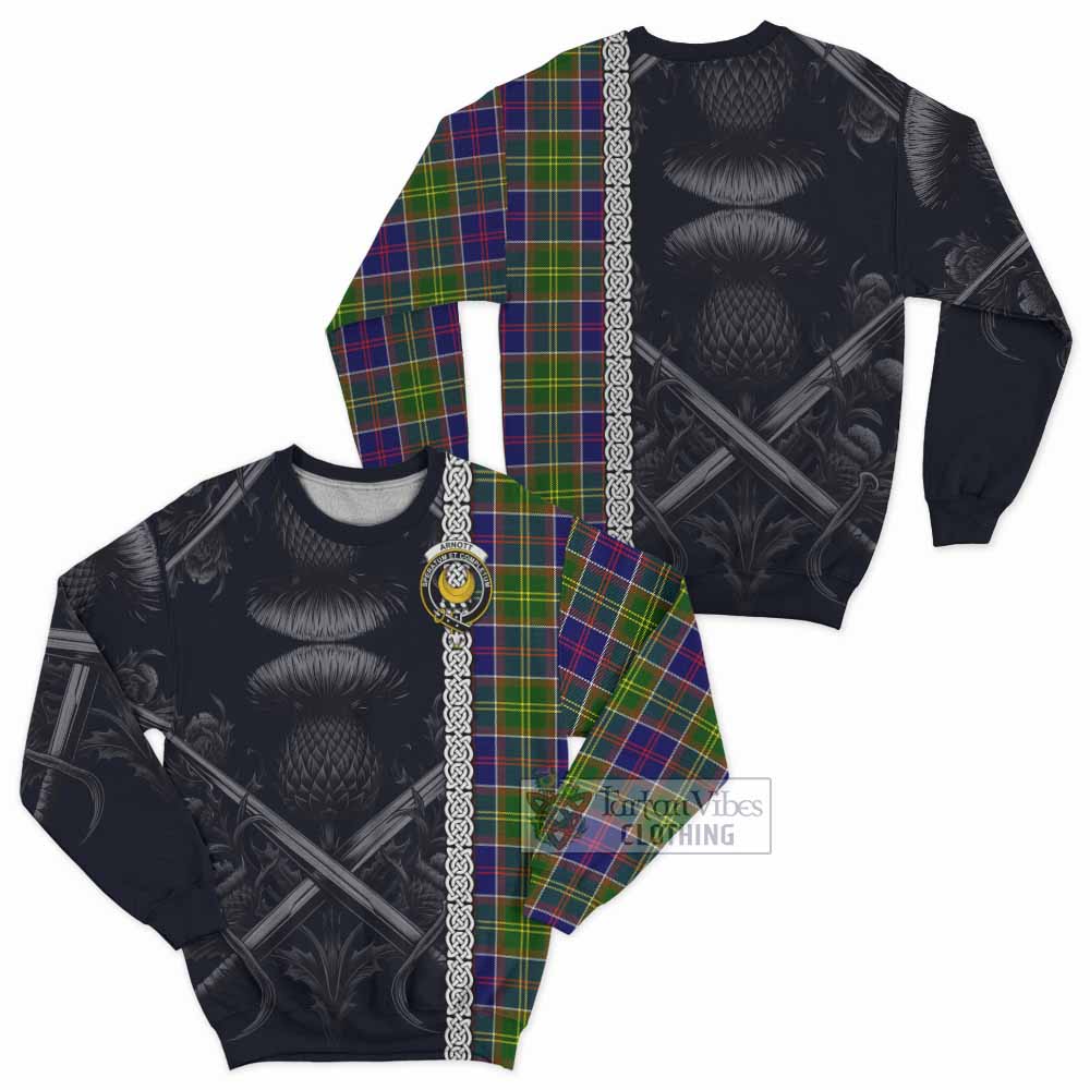Arnott Tartan Sweatshirt with Family Crest Cross Sword Thistle Celtic Vibes - Tartan Vibes Clothing