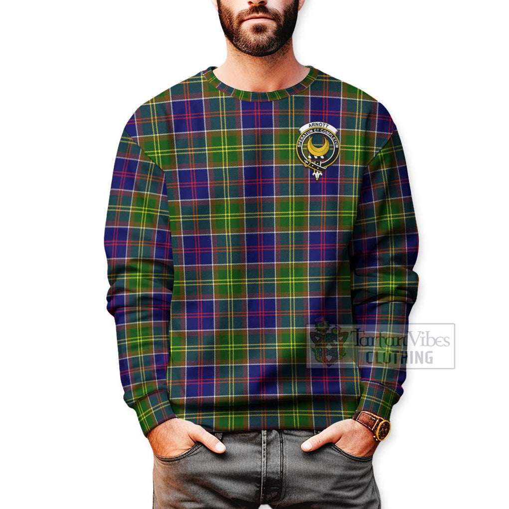 Arnott Tartan Sweatshirt with Family Crest Celtic Skull Style - Tartan Vibes Clothing