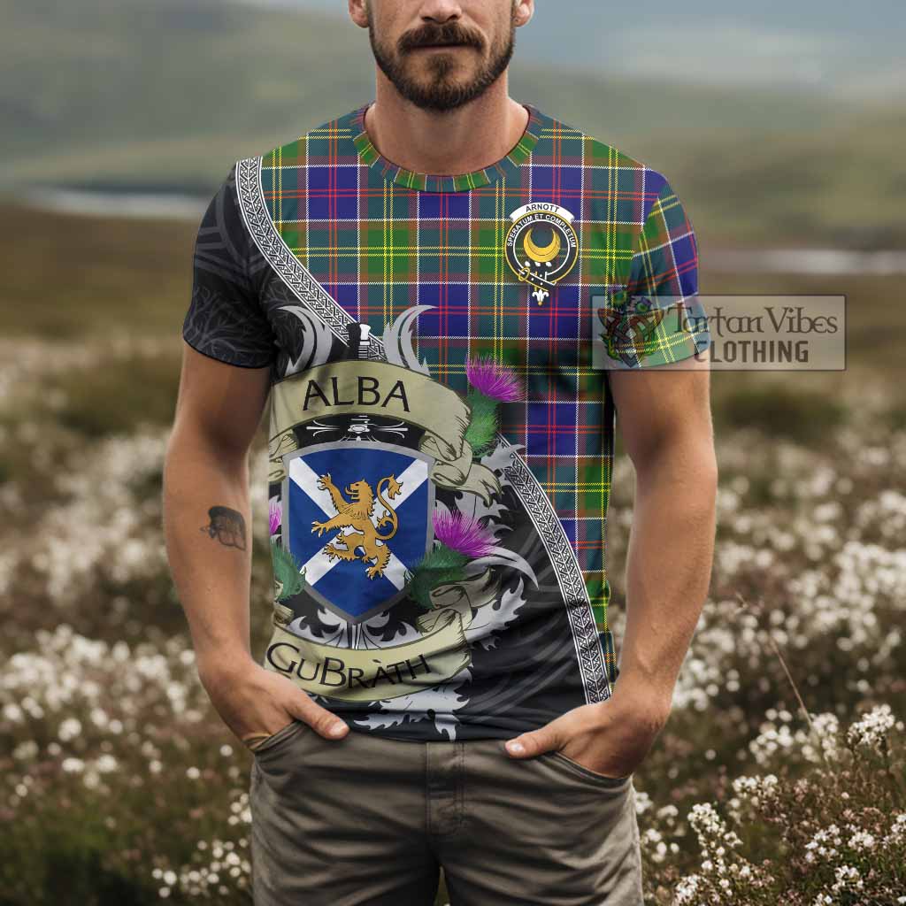 Arnott Tartan Family Crest T-Shirt Lion Rampant Royal Thistle Shield Celtic Inspired - Tartan Vibes Clothing