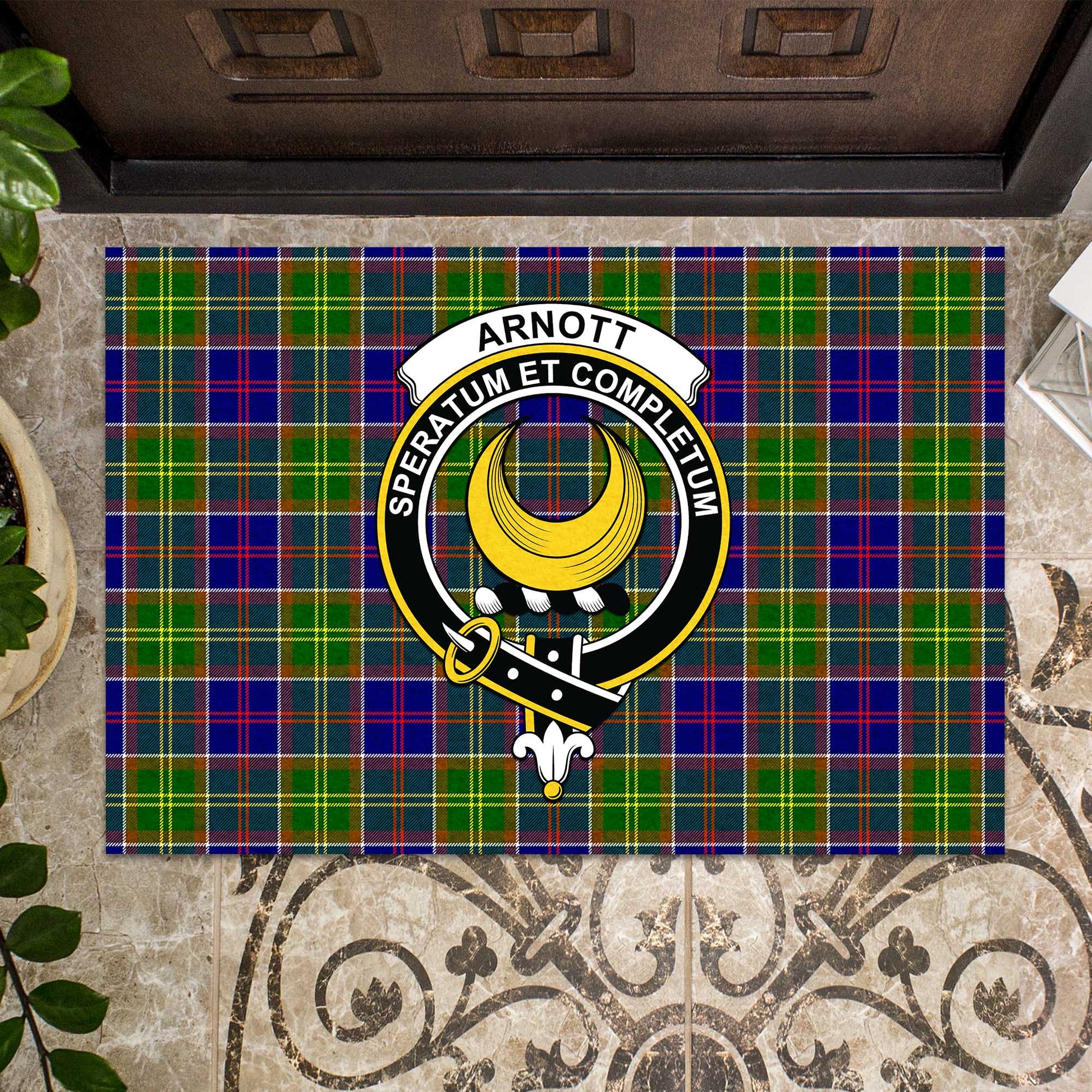Arnott Tartan Rubber Doormat with Family Crest - Tartan Vibes Clothing