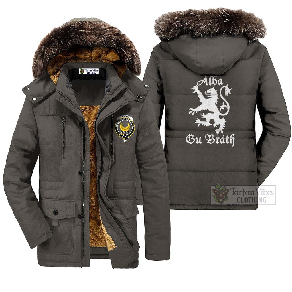 Arnott Family Crest Parka Jacket Lion Rampant Alba Gu Brath Style Gray Unisex - 2D-tartanvibesclothing