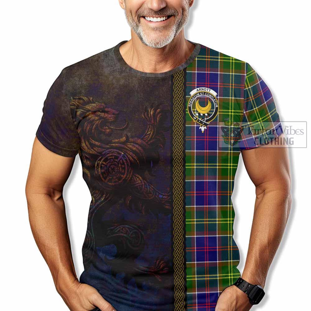 Arnott Tartan Family Crest T-Shirt Alba Gu Brath Be Brave Lion Ancient Style - Tartan Vibes Clothing