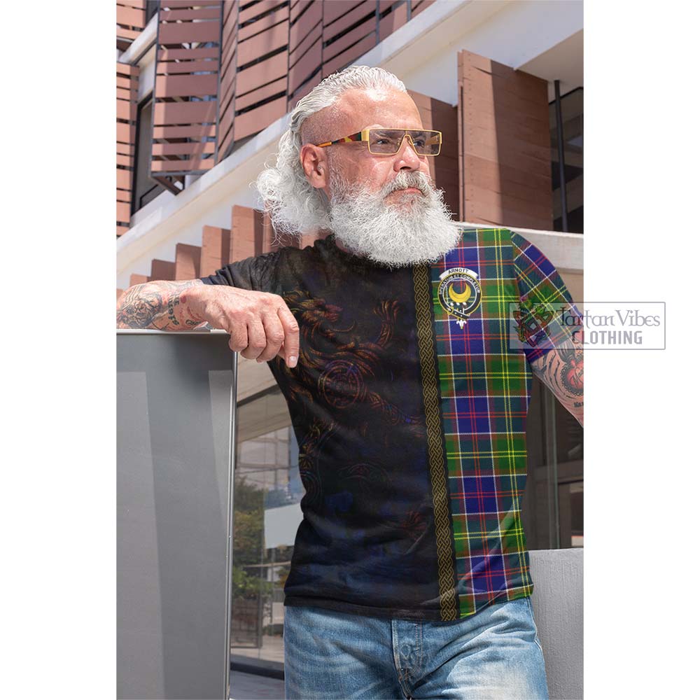 Tartan Vibes Clothing Arnott Tartan Family Crest Cotton T-shirt Alba Gu Brath Be Brave Lion Ancient Style