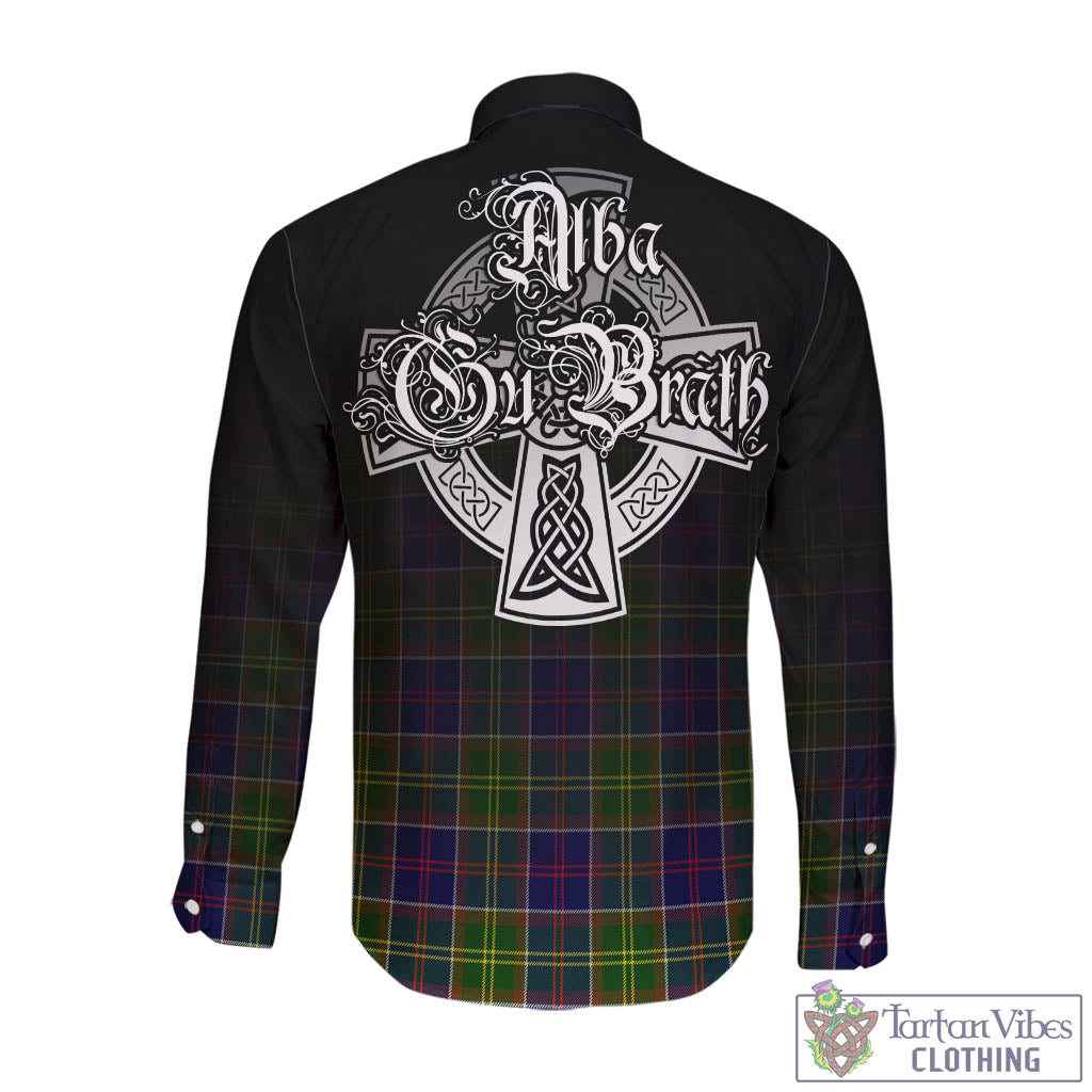 Tartan Vibes Clothing Arnott Tartan Long Sleeve Button Up Featuring Alba Gu Brath Family Crest Celtic Inspired