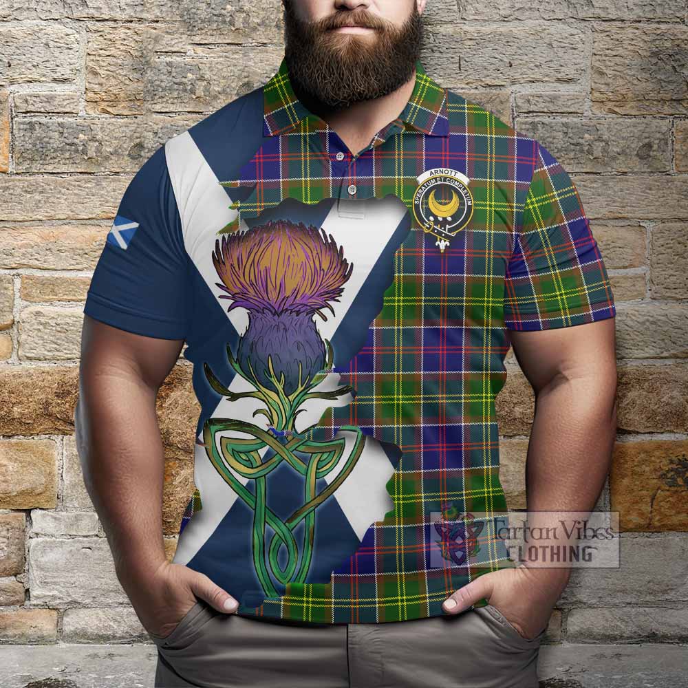 Tartan Vibes Clothing Arnott Tartan Family Crest Polo Shirt Scottish Thistle Celtic Inspired
