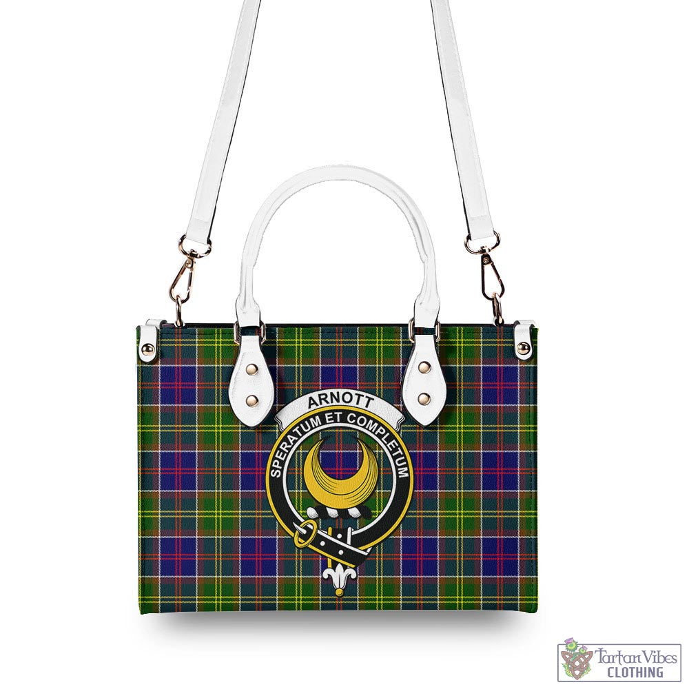 Tartan Vibes Clothing Arnott Tartan Luxury Leather Handbags with Family Crest