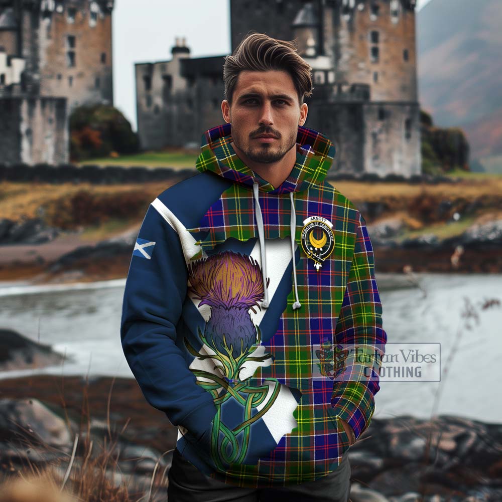 Tartan Vibes Clothing Arnott Tartan Family Crest Cotton Hoodie Scottish Thistle Celtic Inspired