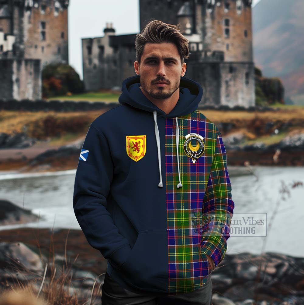 Arnott Tartan Cotton Hoodie Alba with Scottish Lion Royal Arm Half Style - Tartan Vibes Clothing