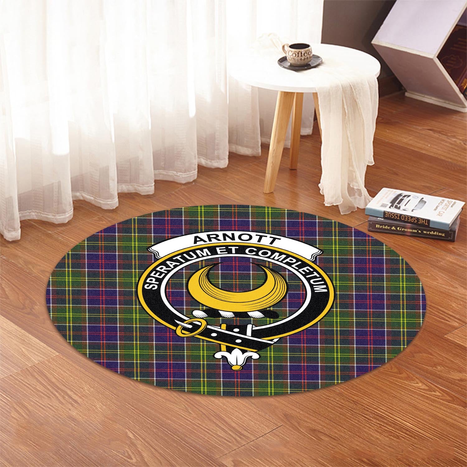 Arnott Tartan Round Rug with Family Crest - Tartan Vibes Clothing