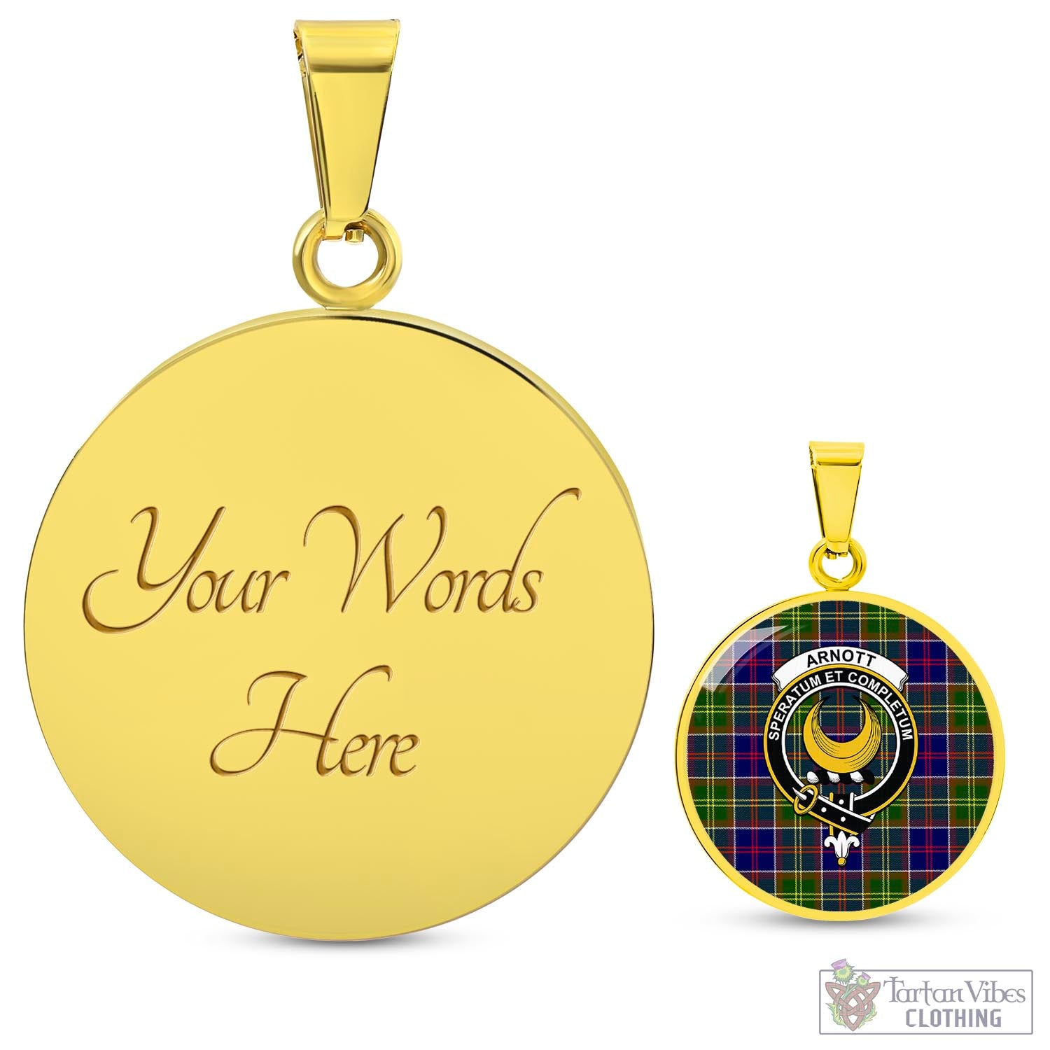 Arnott Tartan Circle Necklace with Family Crest Luxury Necklace (Gold) Yes - Tartan Vibes Clothing
