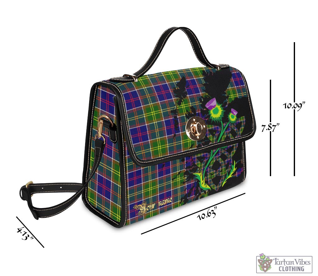 Tartan Vibes Clothing Arnott Tartan Waterproof Canvas Bag with Scotland Map and Thistle Celtic Accents