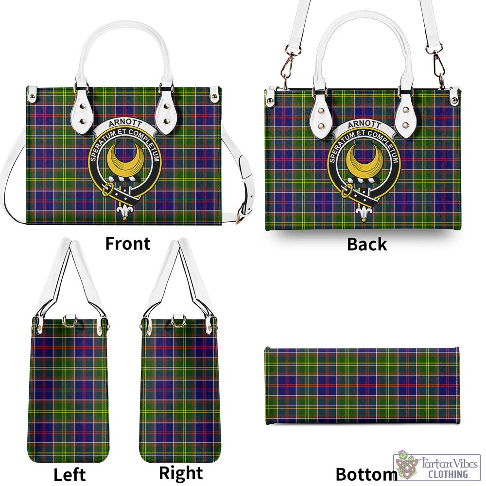 Tartan Vibes Clothing Arnott Tartan Luxury Leather Handbags with Family Crest