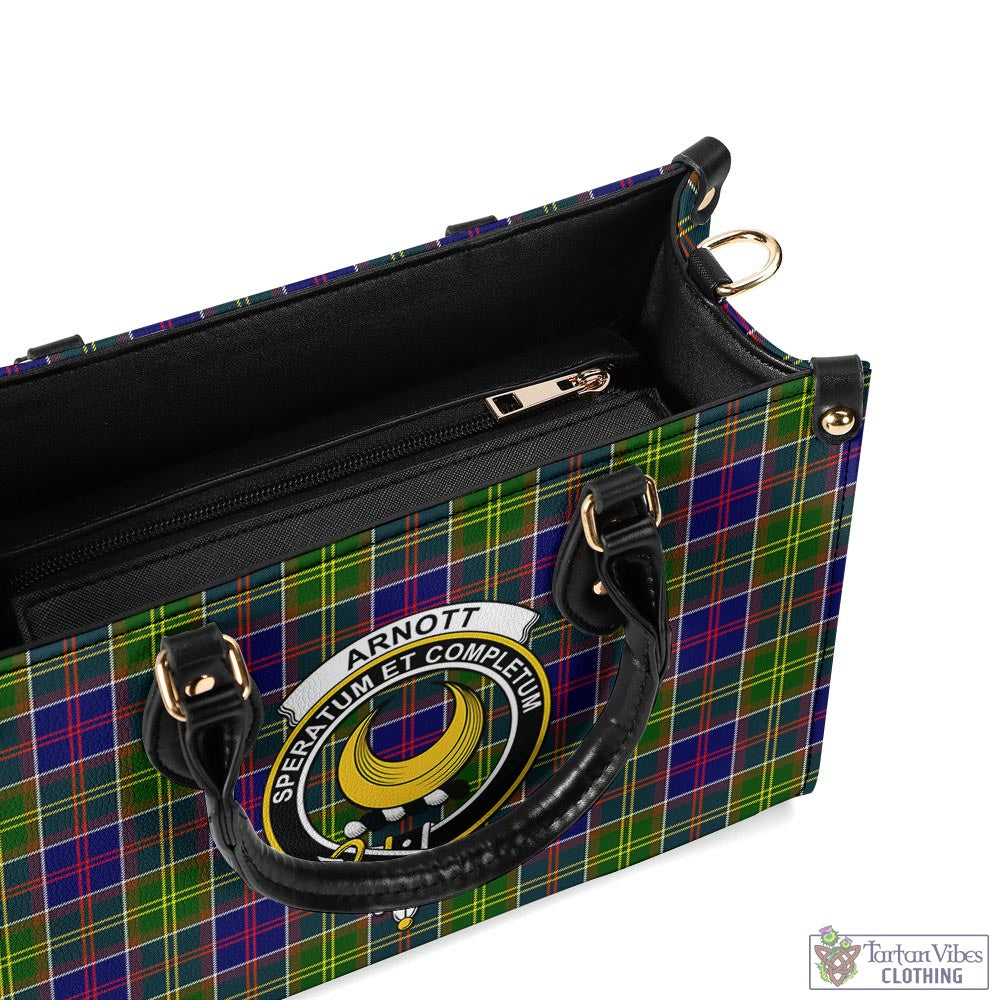 Tartan Vibes Clothing Arnott Tartan Luxury Leather Handbags with Family Crest