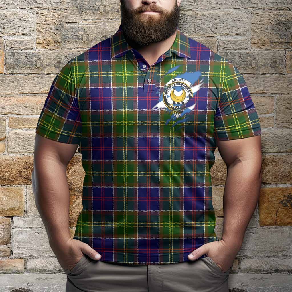 Arnott Clan Crest In Me Tartan Polo Shirt Scotland Flag Style
