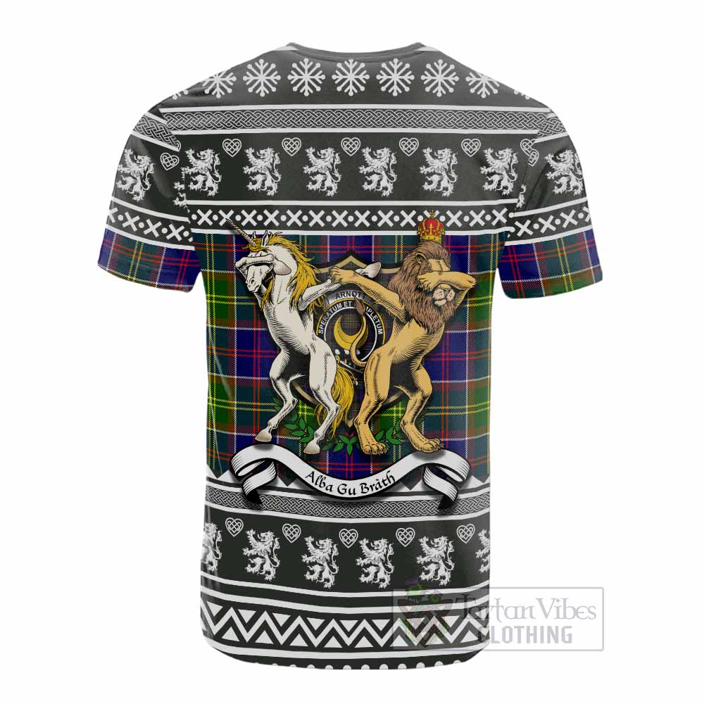 Arnott Clan Tartan Crest Christmas Cotton T-shirt Coat of Arms Funny Style - Tartan Vibes Clothing