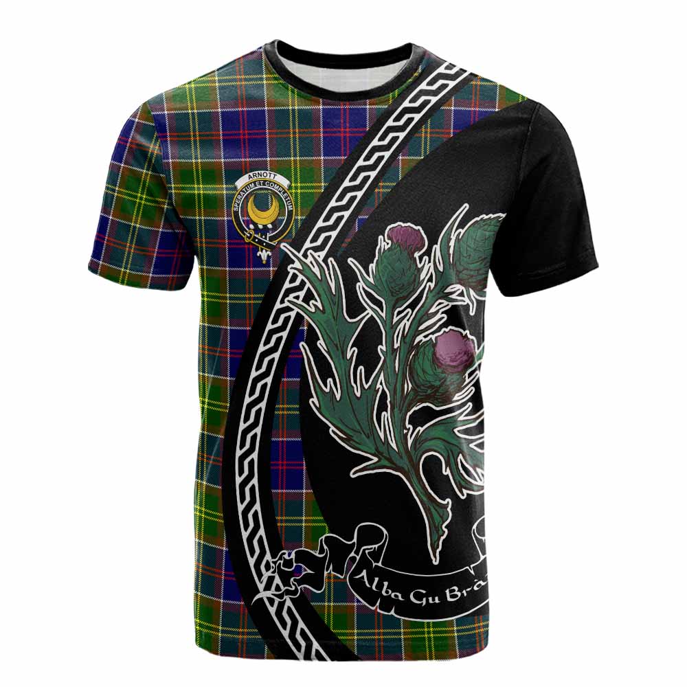 Arnott Family Crest Tartan Cotton T-shirt Alba Thistle Inspired - Tartan Vibes Clothing