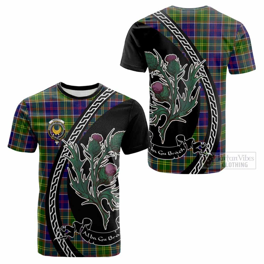 Arnott Family Crest Tartan Cotton T-shirt Alba Thistle Inspired - Tartan Vibes Clothing