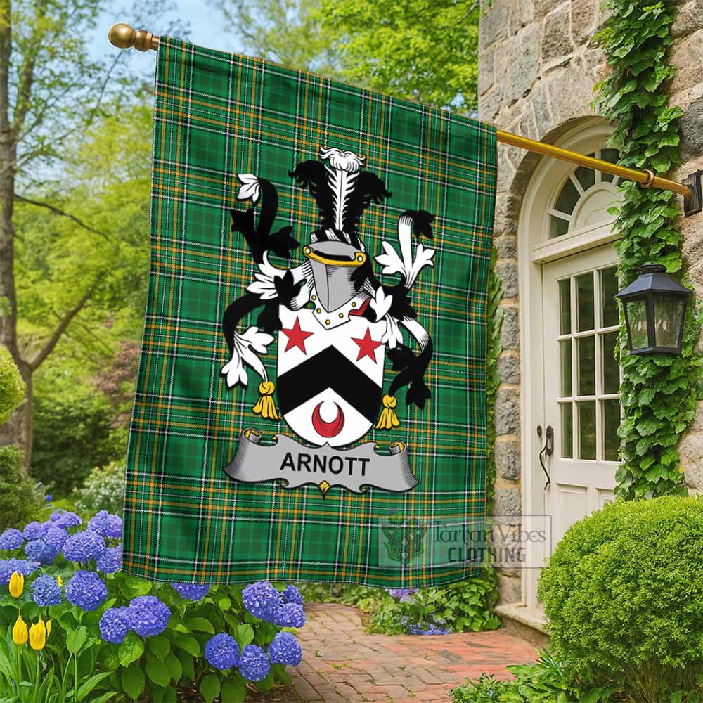 Arnott Irish Clan Tartan Flag with Coat of Arms