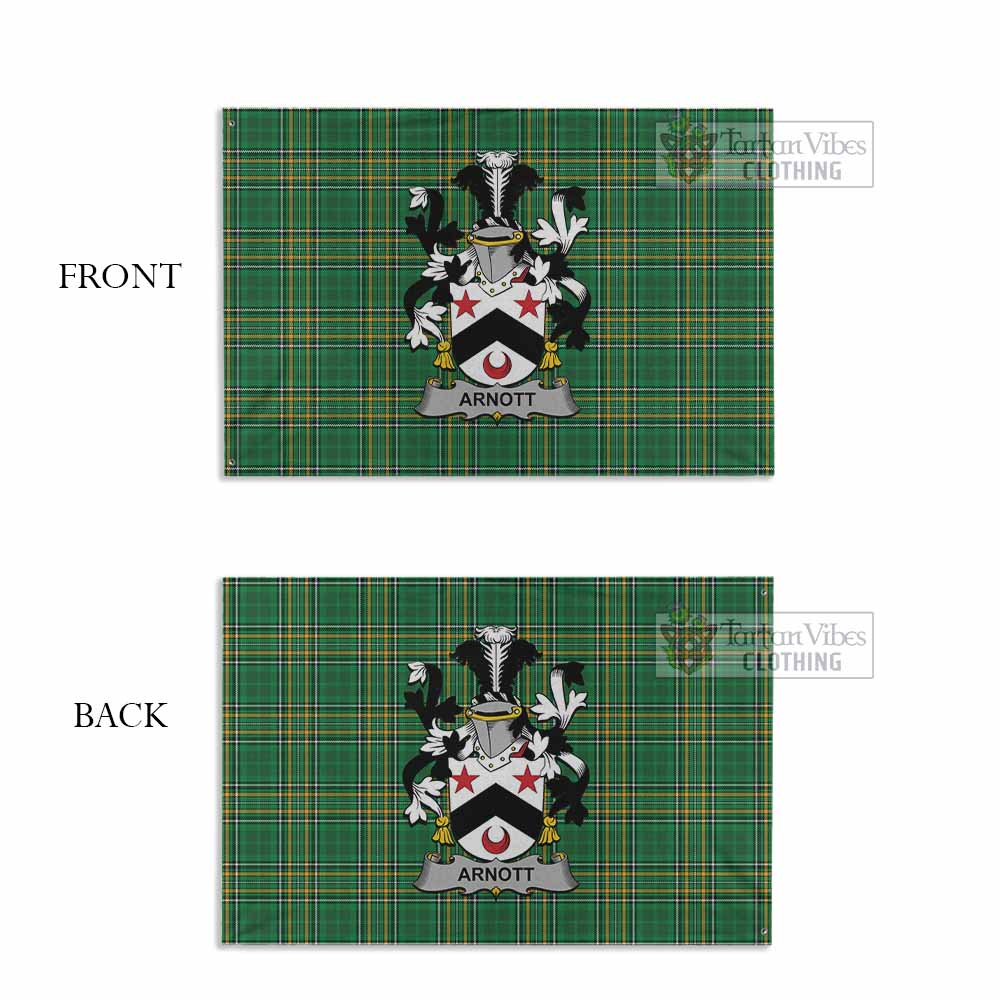 Tartan Vibes Clothing Arnott Irish Clan Tartan House Flag with Coat of Arms