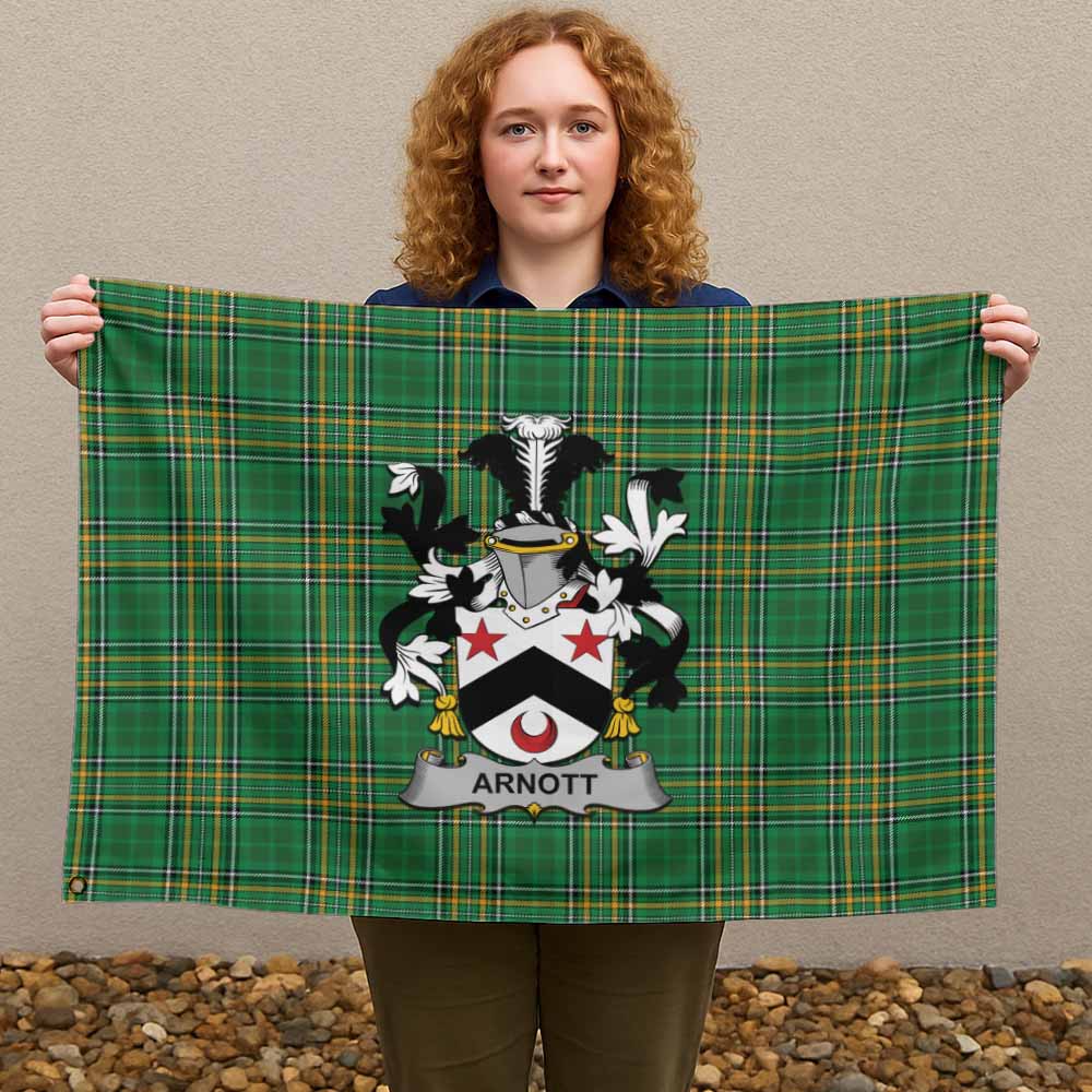 Tartan Vibes Clothing Arnott Irish Clan Tartan House Flag with Coat of Arms