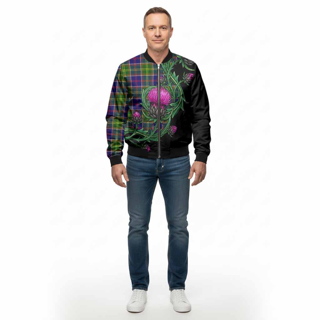 Arnott Tartan Bomber Jacket Resilient Scottish Thistle - Tartan Vibes Clothing