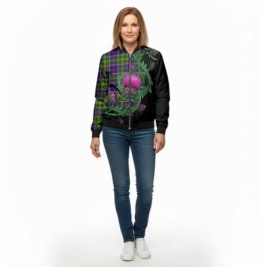 Arnott Tartan Bomber Jacket Resilient Scottish Thistle - Tartan Vibes Clothing