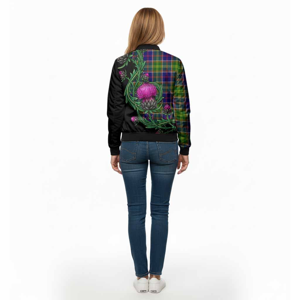 Arnott Tartan Bomber Jacket Resilient Scottish Thistle - Tartan Vibes Clothing